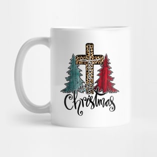 Merry Christmas Tree Lights Buffalo Plaid Red Jesus Cross Shirt Mug